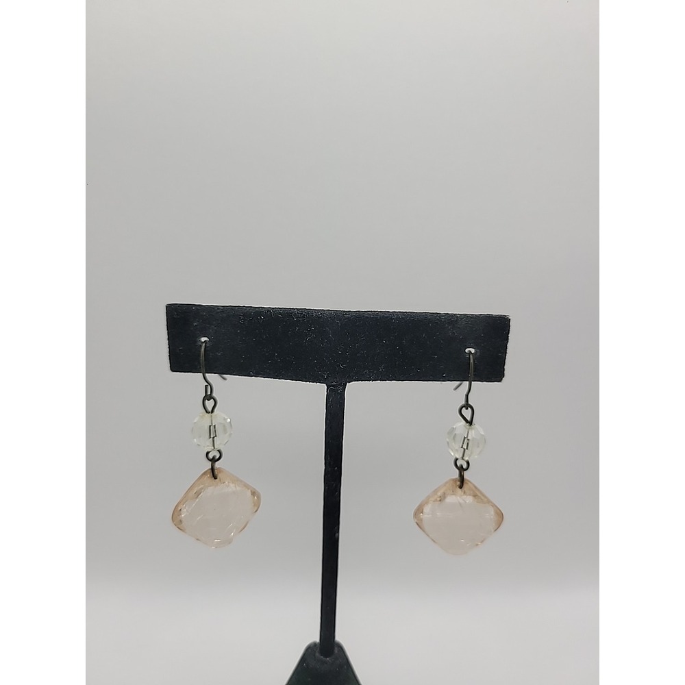 Vintage Premier Designs Earrings Pierced Drop Dangle Pink White Bead Jewelry - Picture 3 of 12